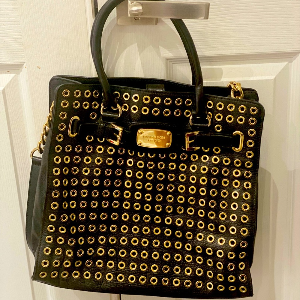 Unique Authentic Studded Black Michael Kors Hamilton